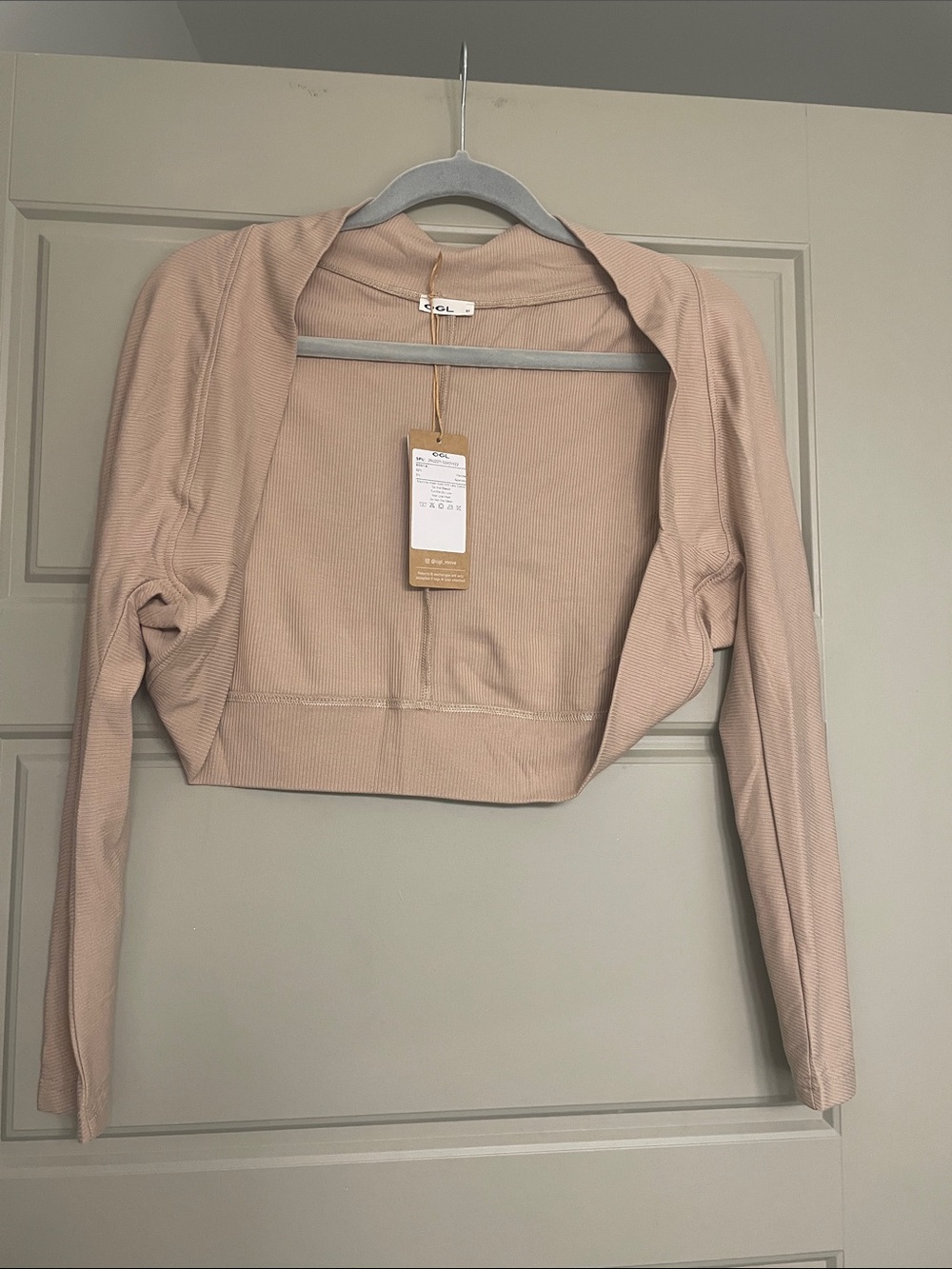 OGL Cropped Open-Front Shrug in Light Blush NWT
